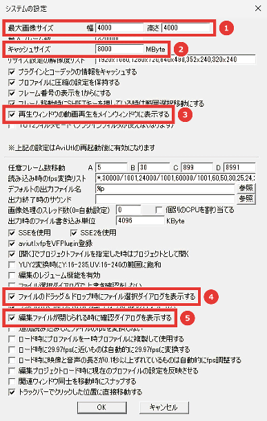 AviUtl システムの設定 おすすめ