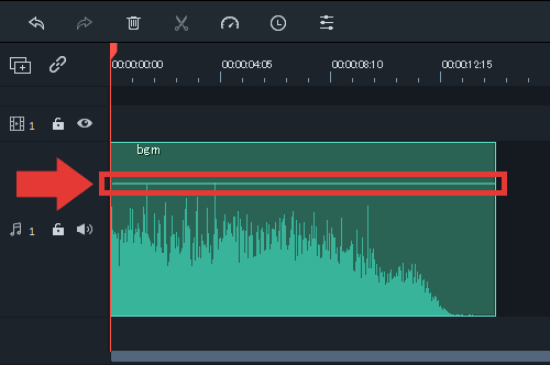 filmora9 クリップから音量を変更