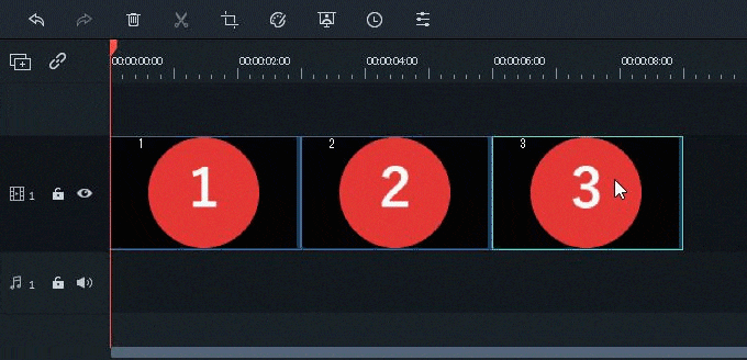 filmora9 クリップの位置を入れ替え