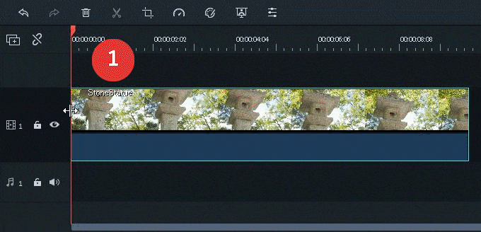 filmora9 動画の前後をトリミング