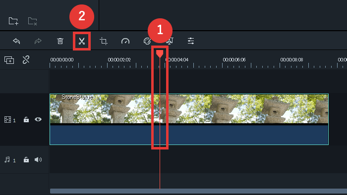 filmora9 動画の中間をカット 分割