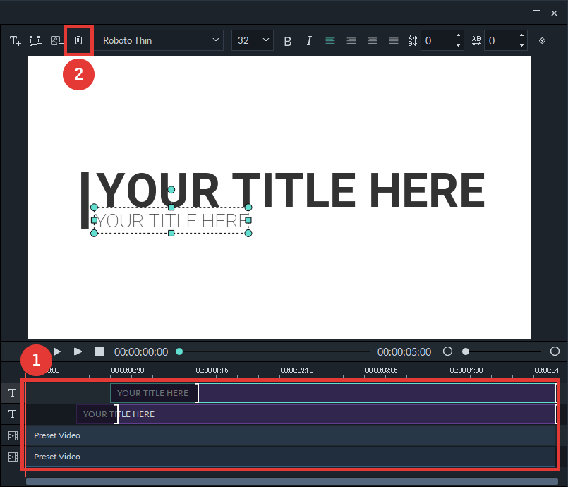 filmora9 テキスト・図形・画像を削除