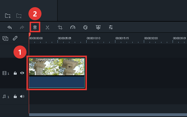 filmora9 タイムラインから削除