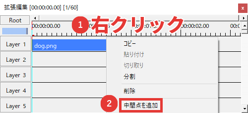 AviUtl 中間点の使い方