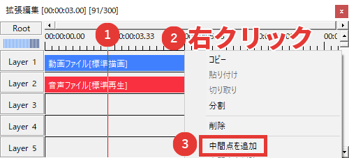 AviUtl 再生速度(倍速・スロー・一時停止・逆再生)