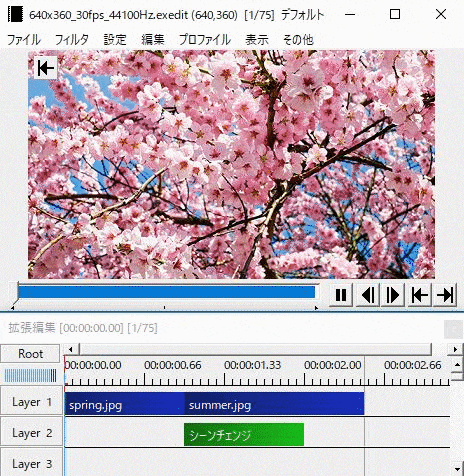 AviUtl シーンチェンジ(トランジション)