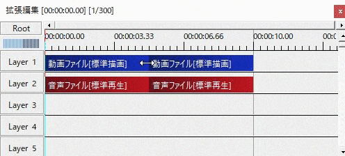 AviUtl オブジェクトの端をつまむ時に隣接するオブジェクトを選択