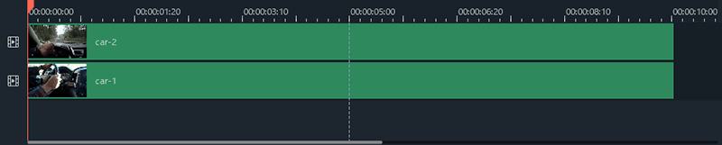 Filmora 分割表示のメディア持続時間をタイムラインに一致させる