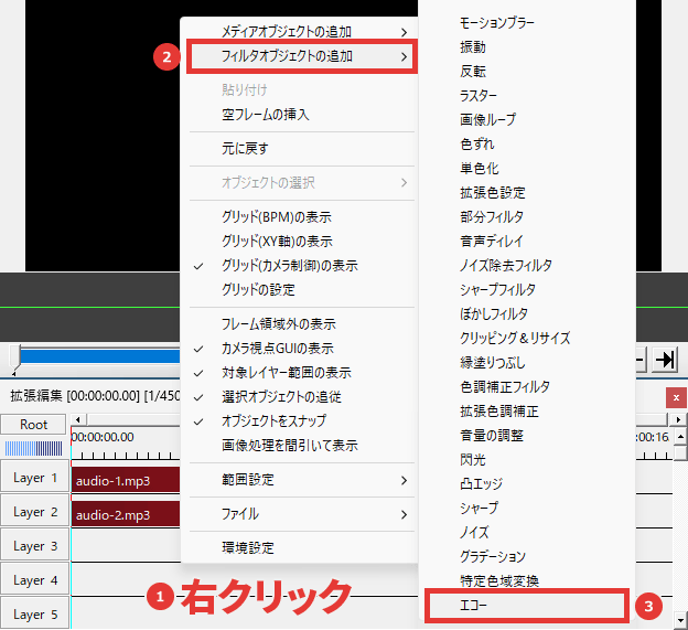 AviUtl エコー 使い方